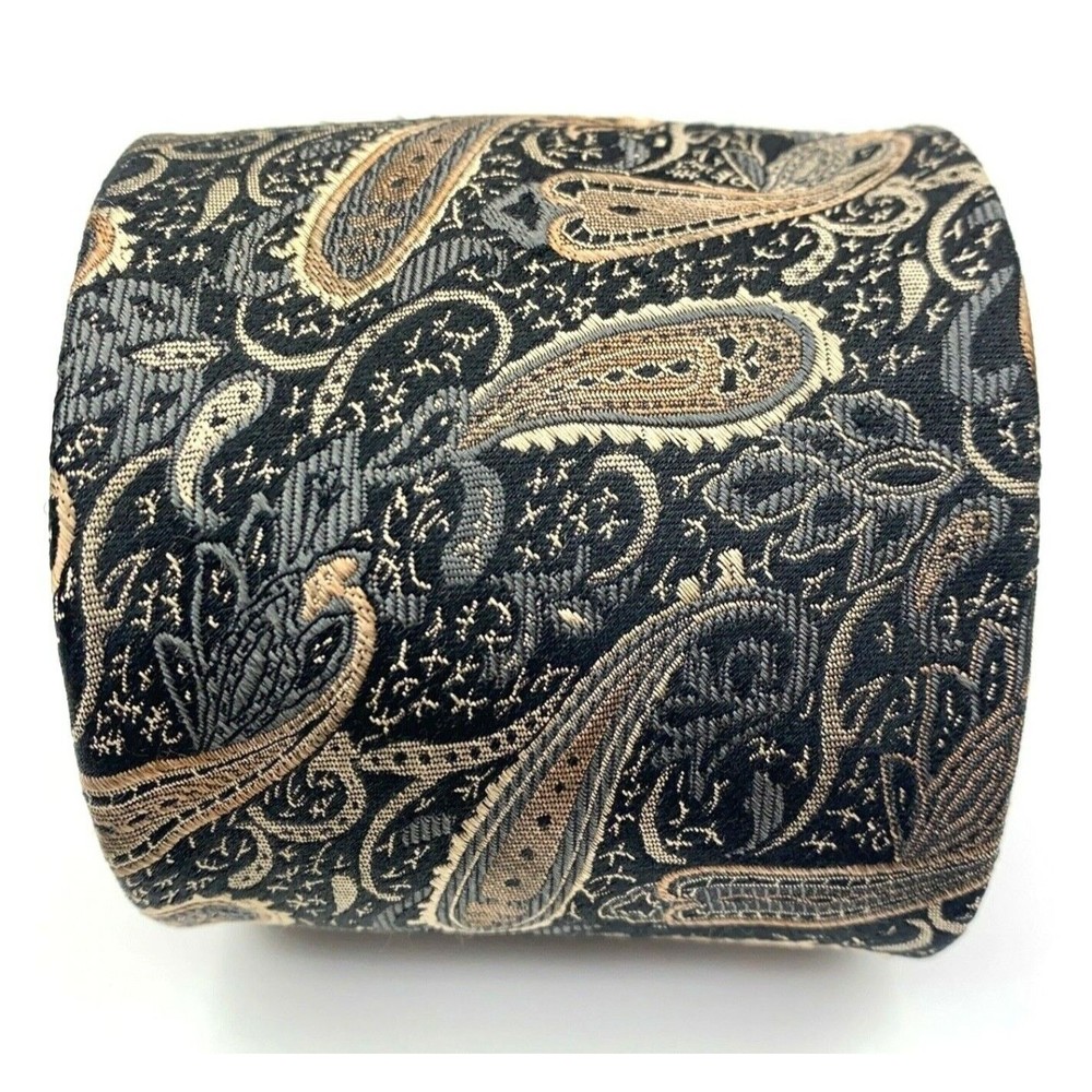 BRUNO PIATTELLI Tie Bronze Orange/Brown Gray Light Gold Silk Hand Made Necktie